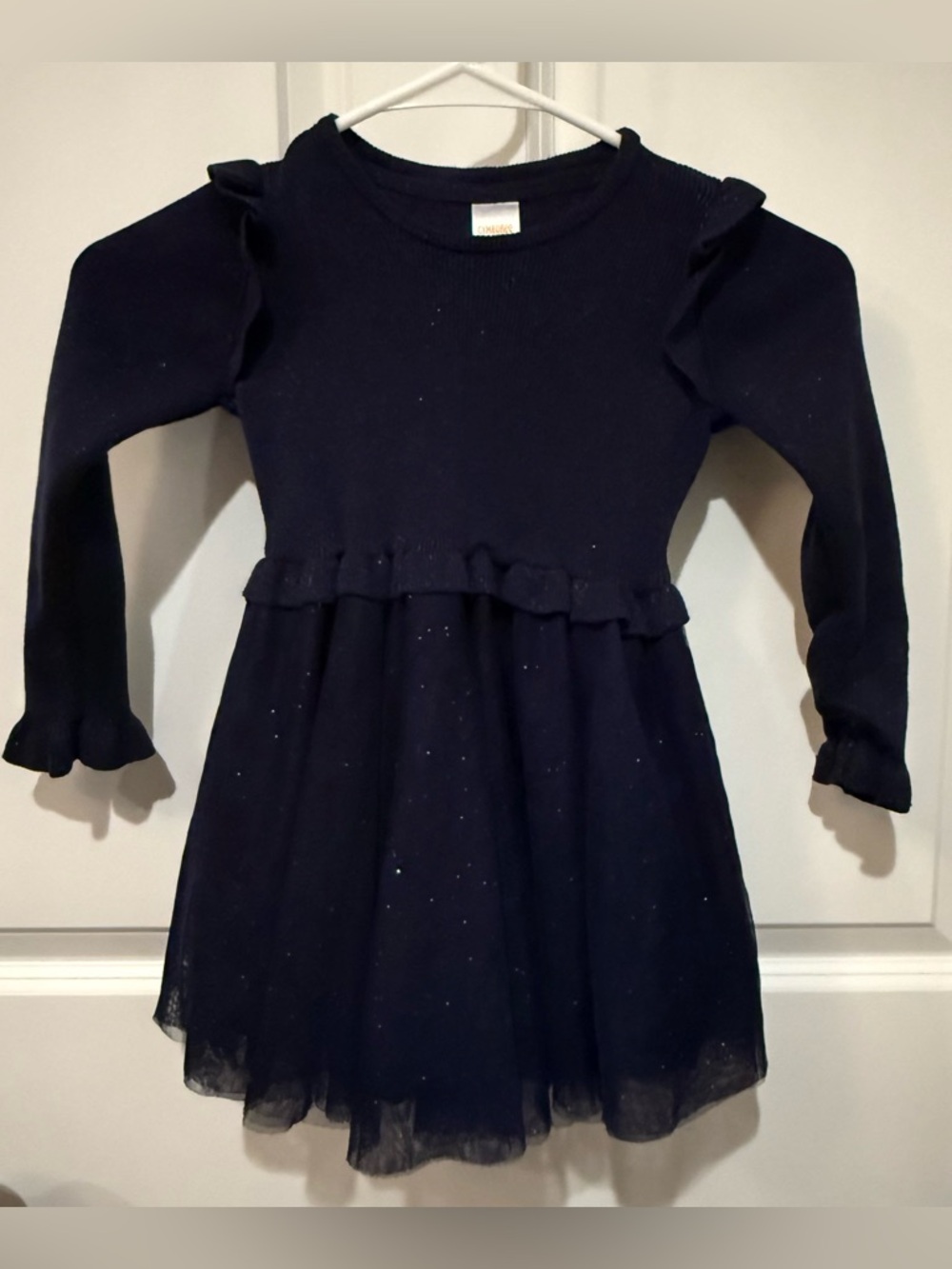 Gymboree Toddler Girls Navy Sparkle Long-Sleeve Tulle Dress